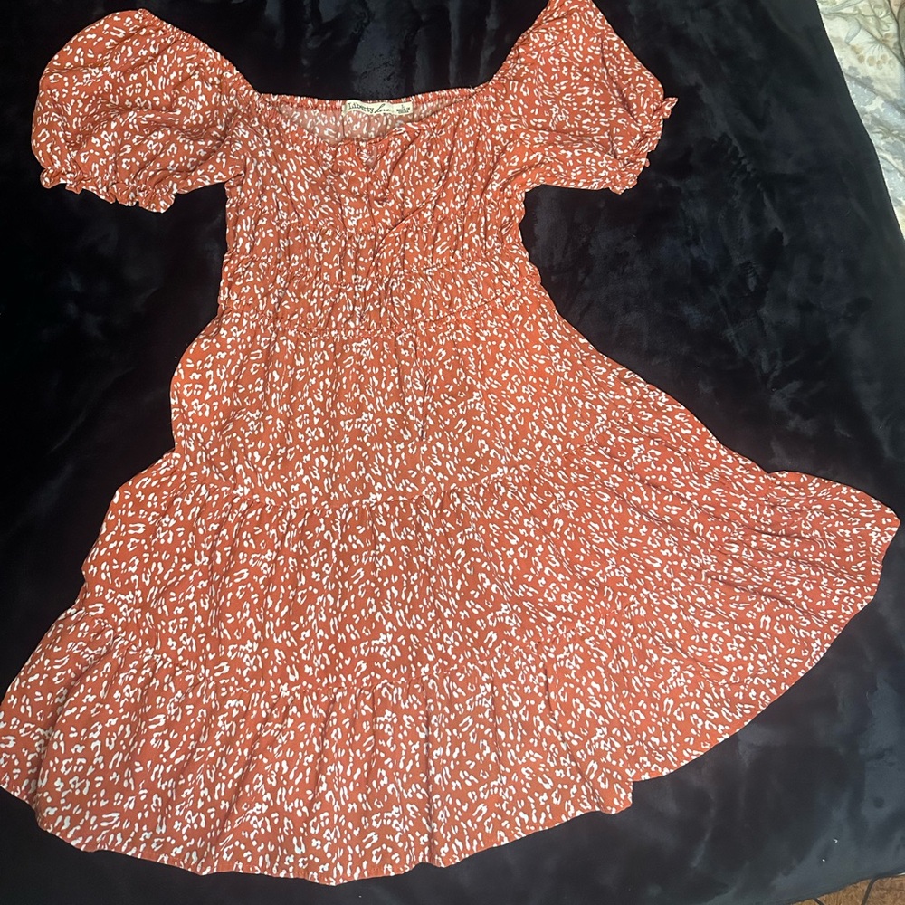 Red and White Patterned Dress